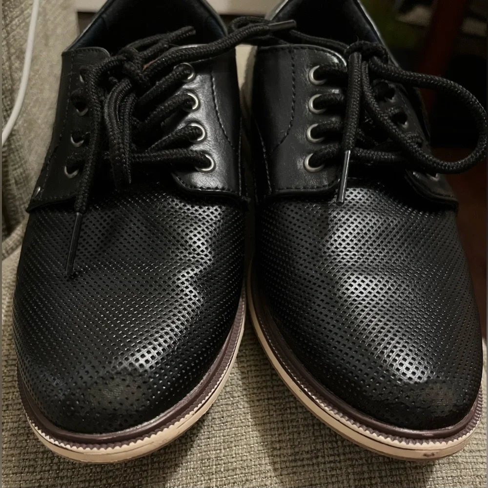 Nordstrom Kids Boys Nodorian Dress Shoe Black Kid Size 1 Used Vegan W/Sponge